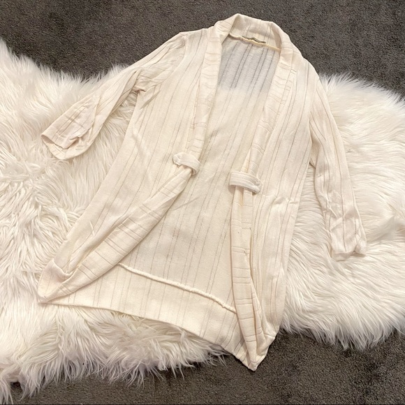Cream open-front draped cardigan - Picture 1 of 5